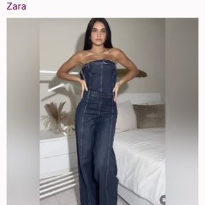 Zara strapless TRF Denim jumpsuit